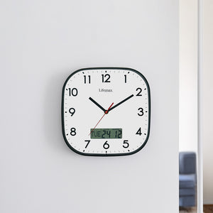 Day date wall clock - white with perspex