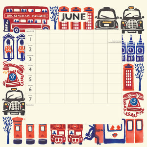 Fruit and flowers tiles wall planner