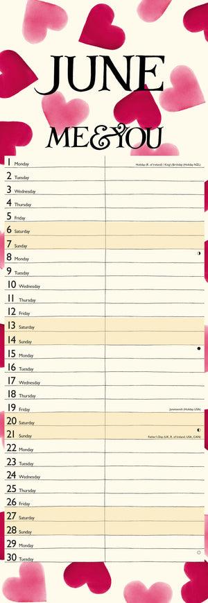 Me & You pink hearts planner slim, 2026
