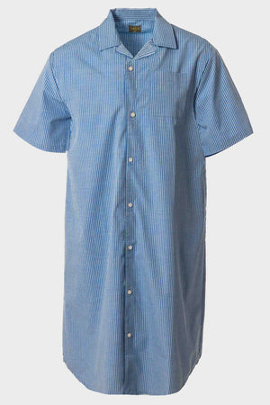 Otis short sleeve cotton back opening nightshirt - blue