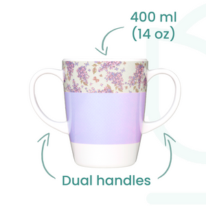 Rosa lilac two handled mug