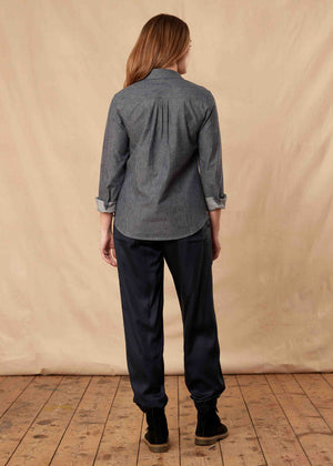 Chambray cotton VELCRO® fastening shirt