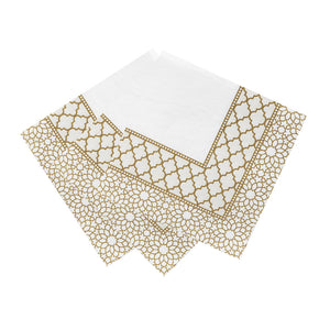 Gold & White Paper Napkins - 20 Pack