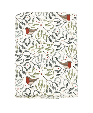 Robin and mistletoe 100% cotton tablecloth