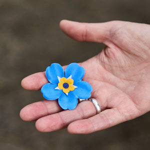 Forget Me Not Appeal fabric pin badge x 10