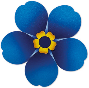 Wooden forget-me-not flower pin badge - large