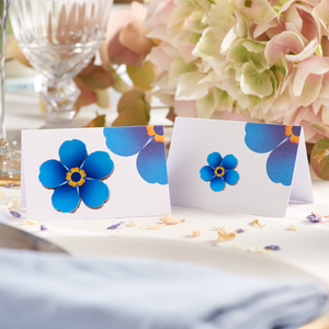 Forget-me-not wooden pin badge set
