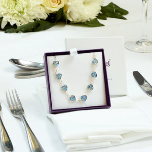 Forget-me-not silver heart bracelet