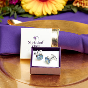 Forget-me-not silver round cufflinks