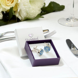 Forget-me-not silver round cufflinks
