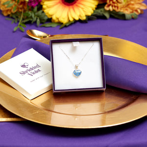 Forget-me-not silver heart pendant