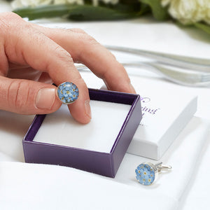 Forget-me-not silver round cufflinks