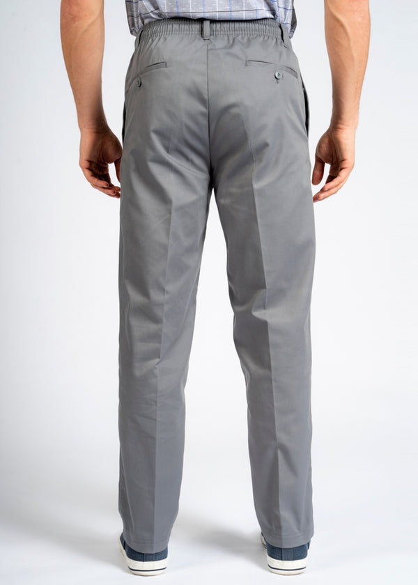 Pull-on trousers with an elasticated waistband made of high