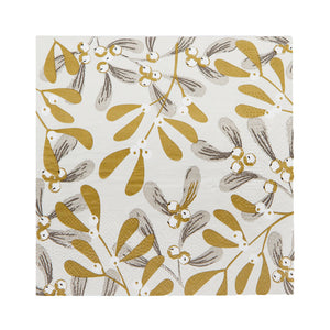 Mistletoe gold Christmas napkins - pack of 20