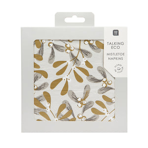 Mistletoe gold Christmas napkins - pack of 20