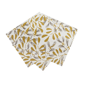 Mistletoe gold Christmas napkins - pack of 20