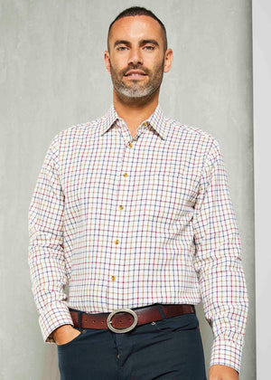 James brushed cotton check velcro shirt - plum