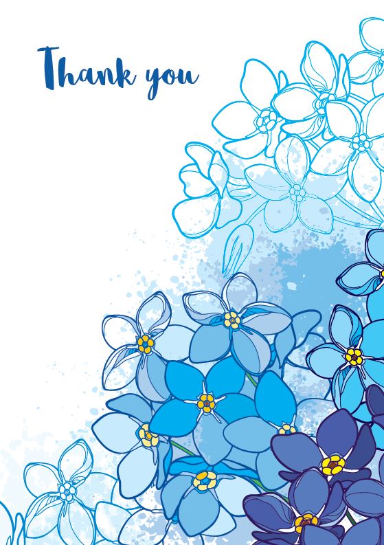 Thank you forget-me-not cards pack of 10