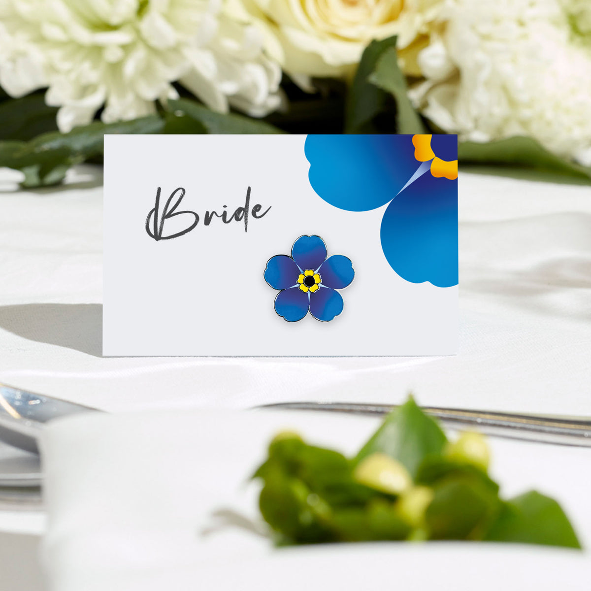 Forget-me-not flower wedding table cards x 10