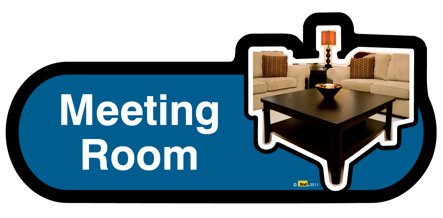 Meeting room sign with a table