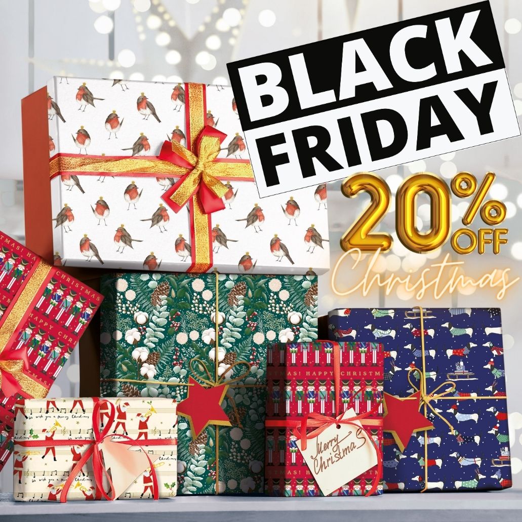 Black Friday image of gift boxes & 20% off special offers from Alzheimer's Society