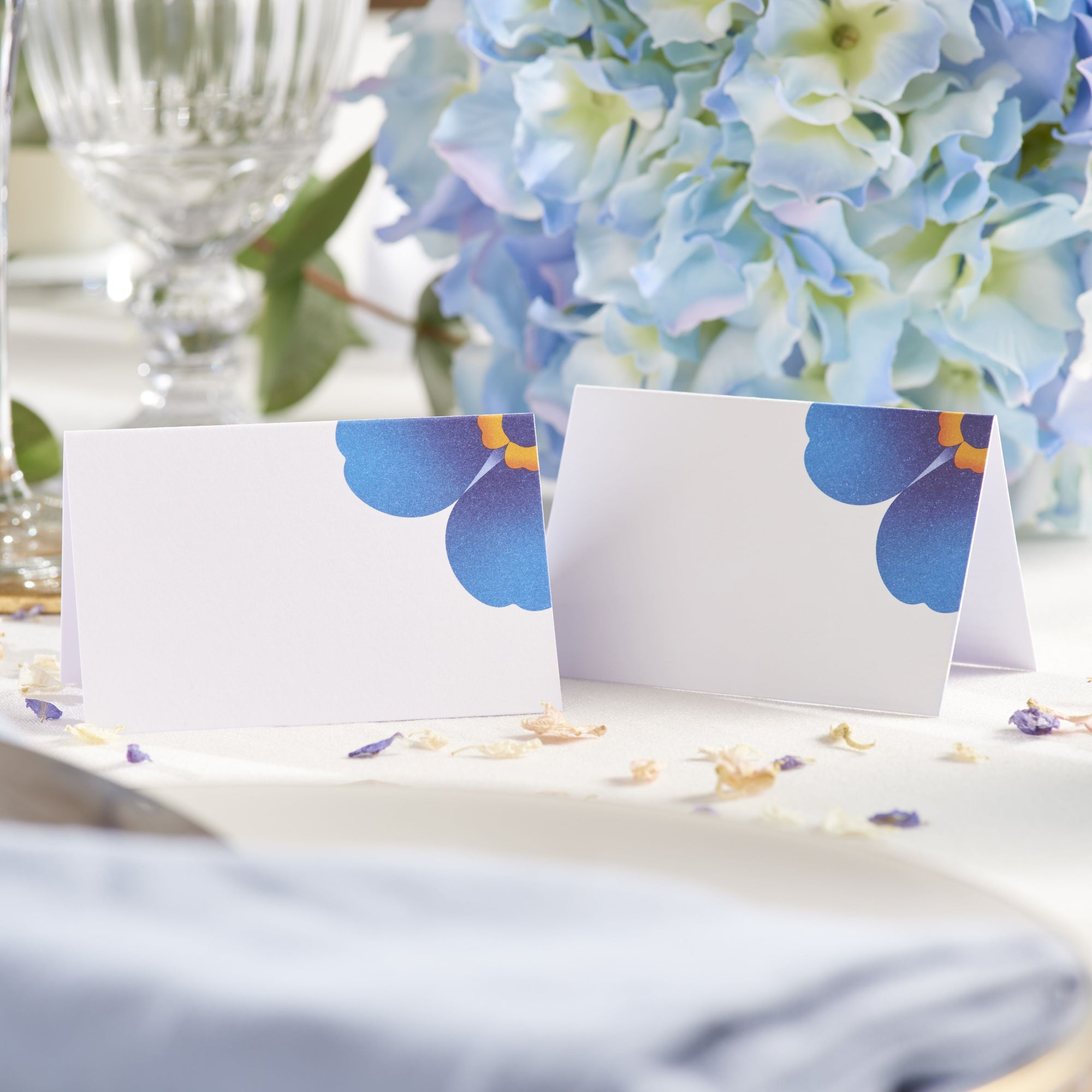 Forget-me-not flower wedding table cards x 10