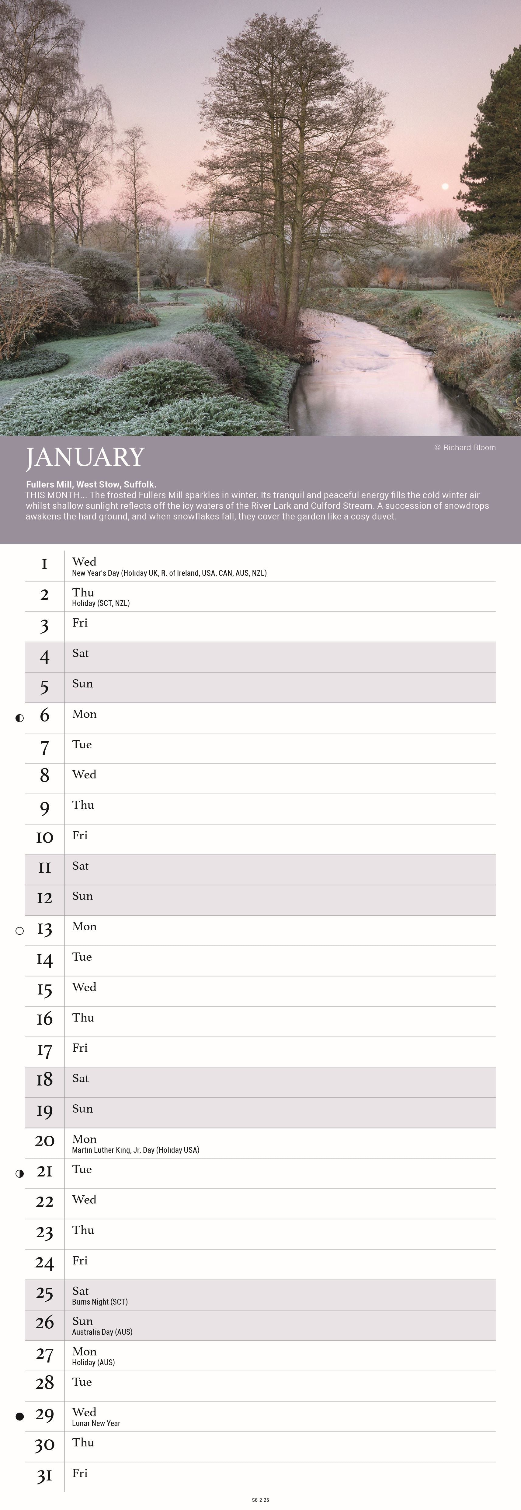 Alan Titchmarsh Beautiful Gardens slim calendar 2025 Alzheimer's