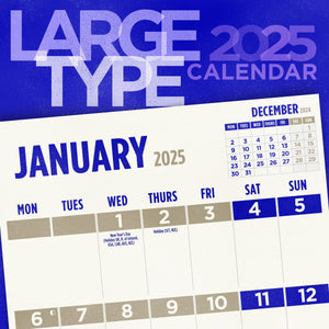 Large type wall calendar 2025