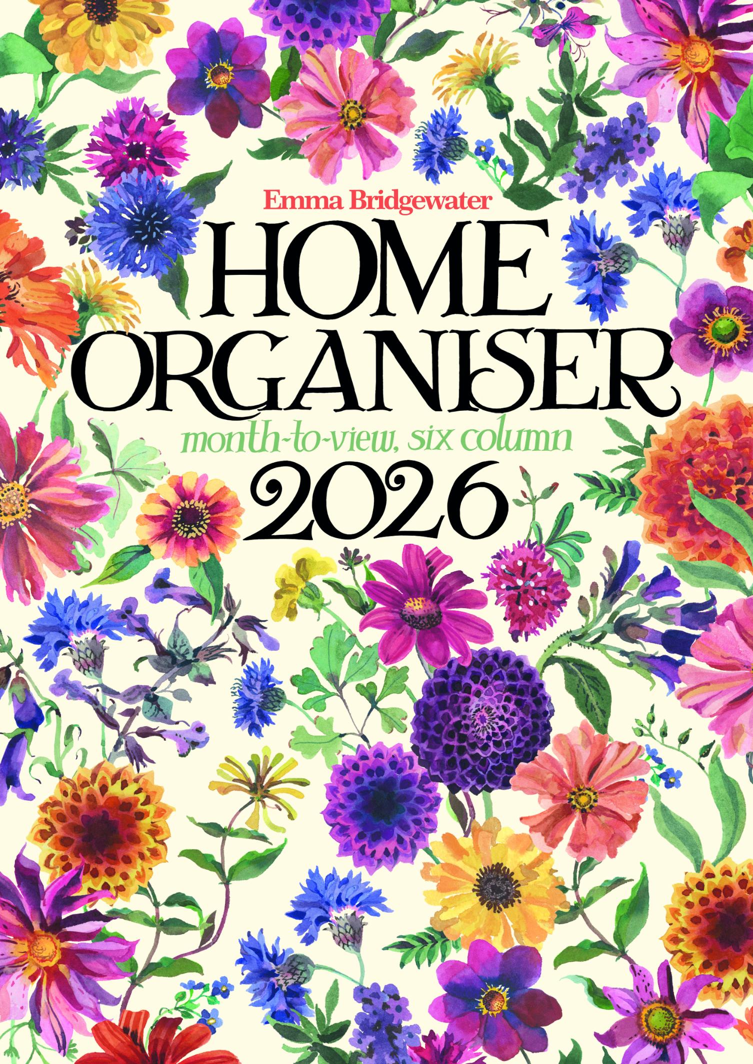 Floral design home organiser cover with colorful flowers and text