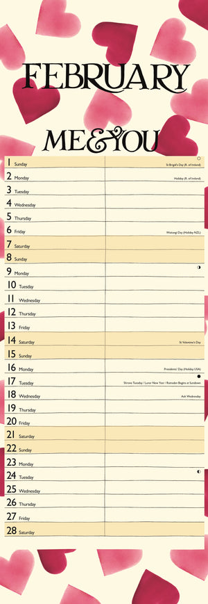Me & You pink hearts planner slim, 2026