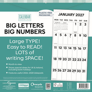 Big letters, big numbers large type calendar 2027
