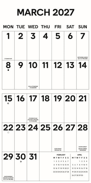Big letters, big numbers large type calendar 2027