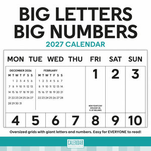 Big letters, big numbers large type calendar 2027