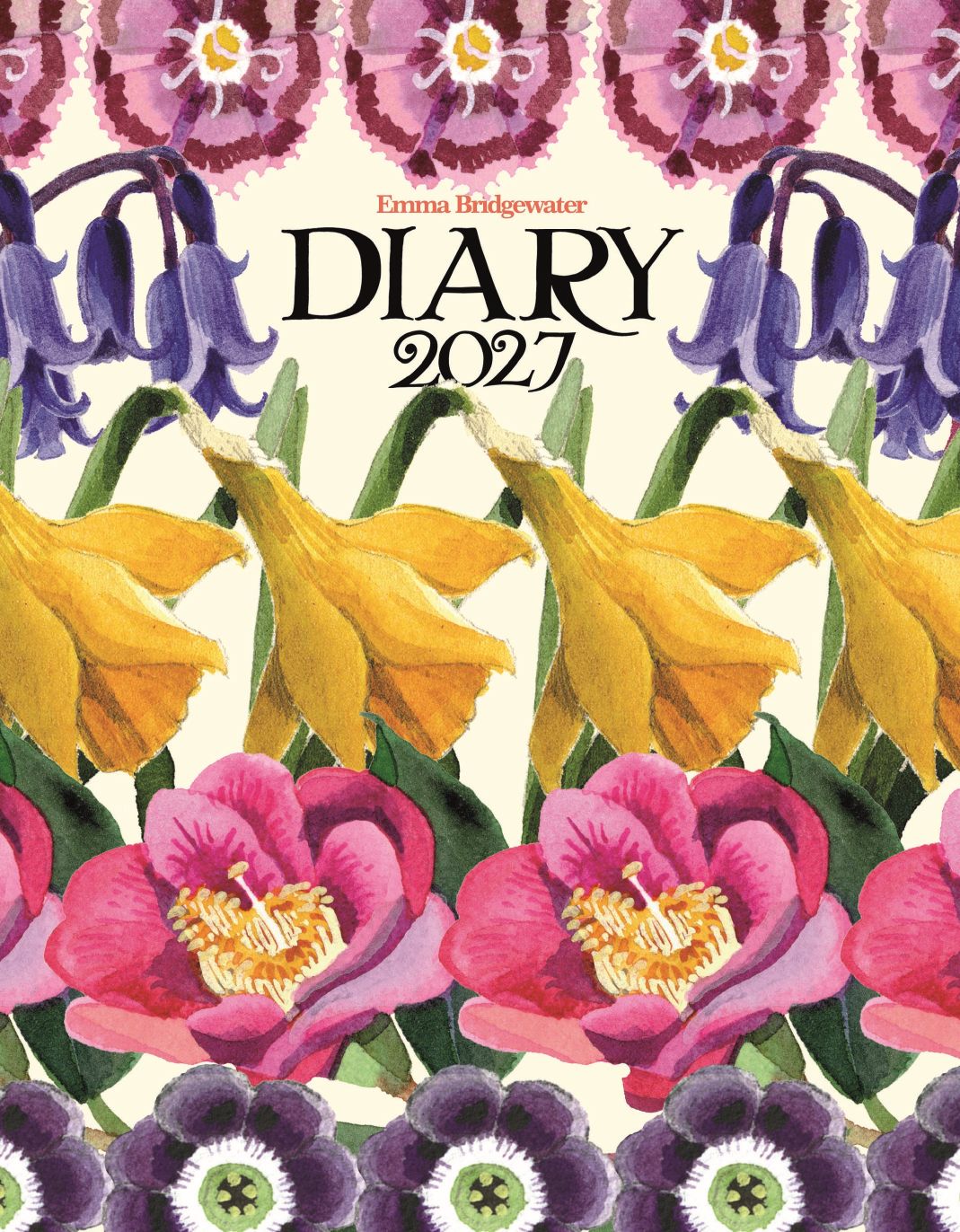 Cover of the Emma Bridgewater Diary 2027, featuring a colourful botanical illustration on a cream background.