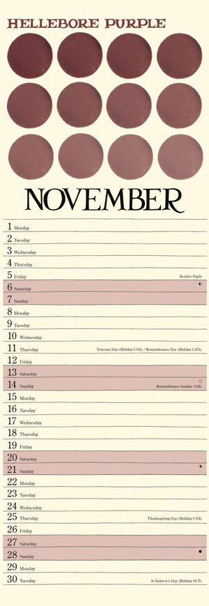 Emma Bridgewater Colour palette slim wall planner 2027