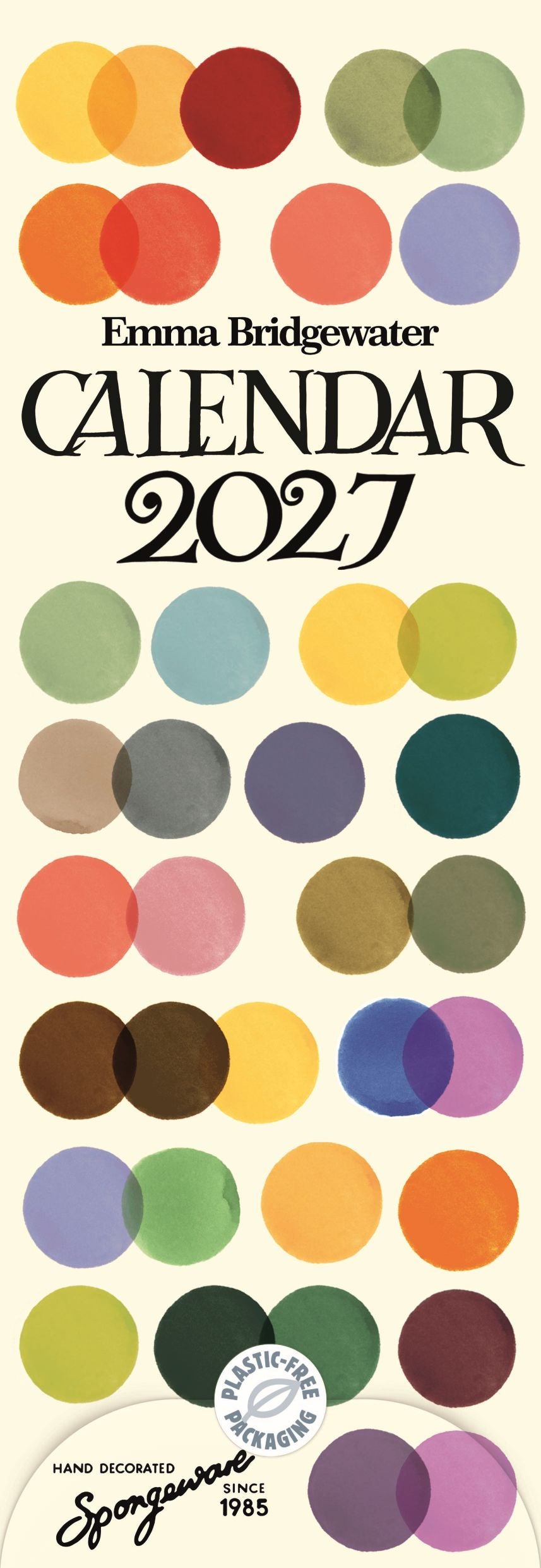 Emma Bridgewater 2027 Calendar cover featuring a grid of multicolored circles on a cream background with the title 'CALENDAR 2027' in large black text.
