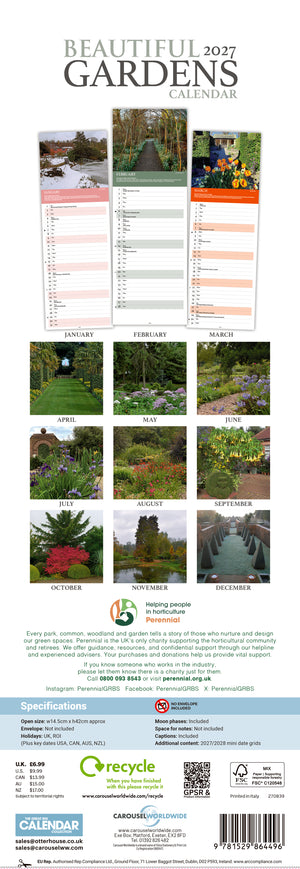 Beautiful Gardens - slim calendar 2027