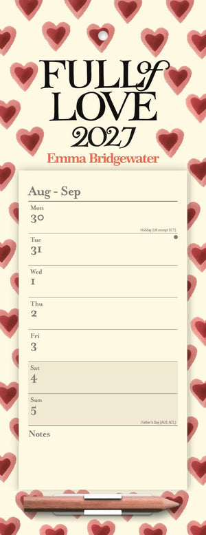 Emma Bridgewater double hearts magnetic calendar 2027