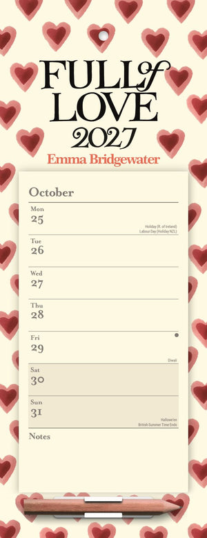 Emma Bridgewater double hearts magnetic calendar 2027