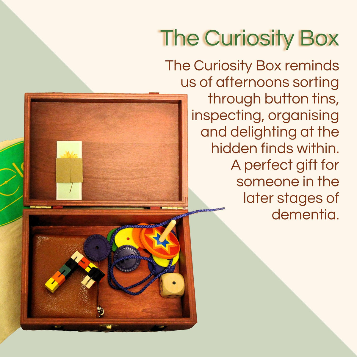 Treasure chest with lots of objects to explore in it like buttons and fidget products