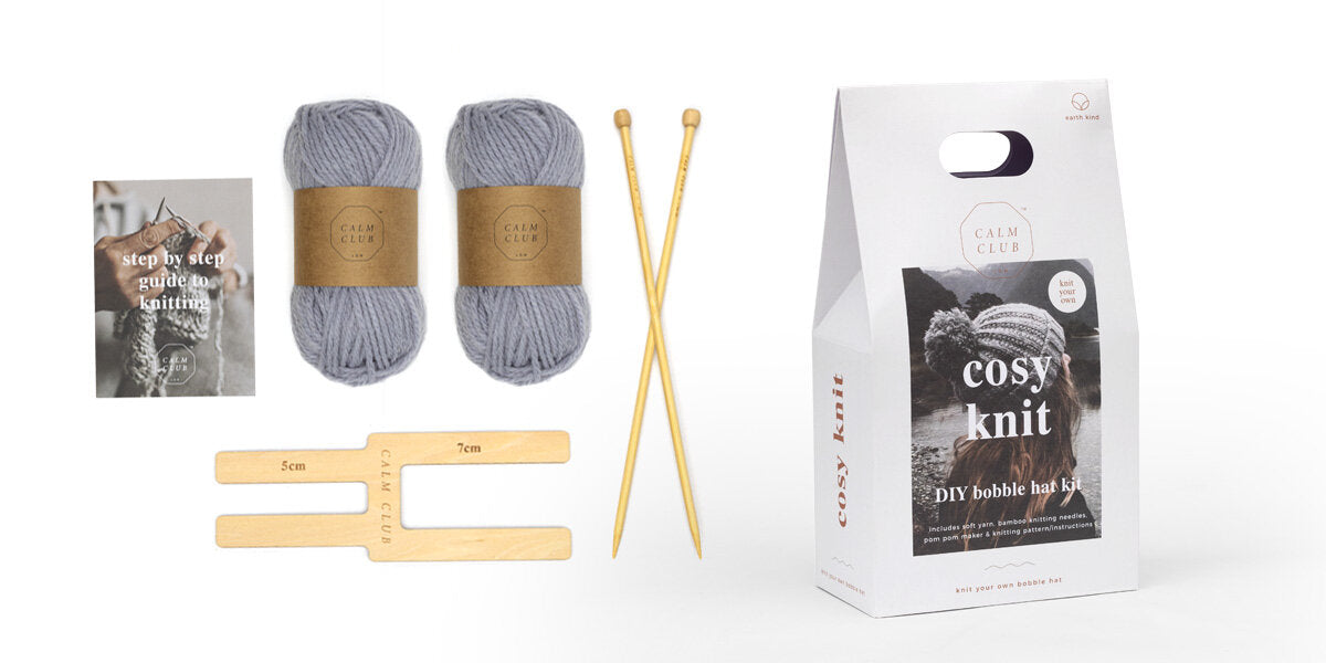 Cosy knit DIY bobble hat kit