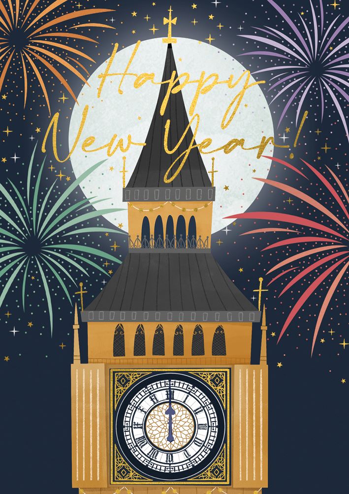 Happy New Year Big Ben - single card