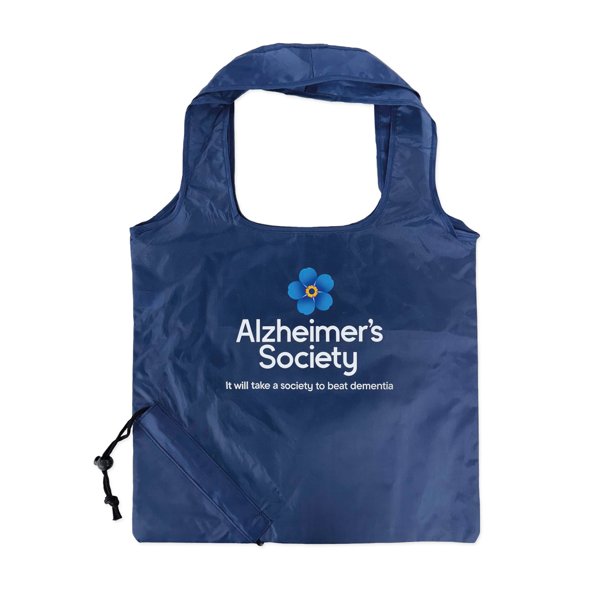 Navy blue reusable bag with Alzheimer&#39;s Society logo on a white background