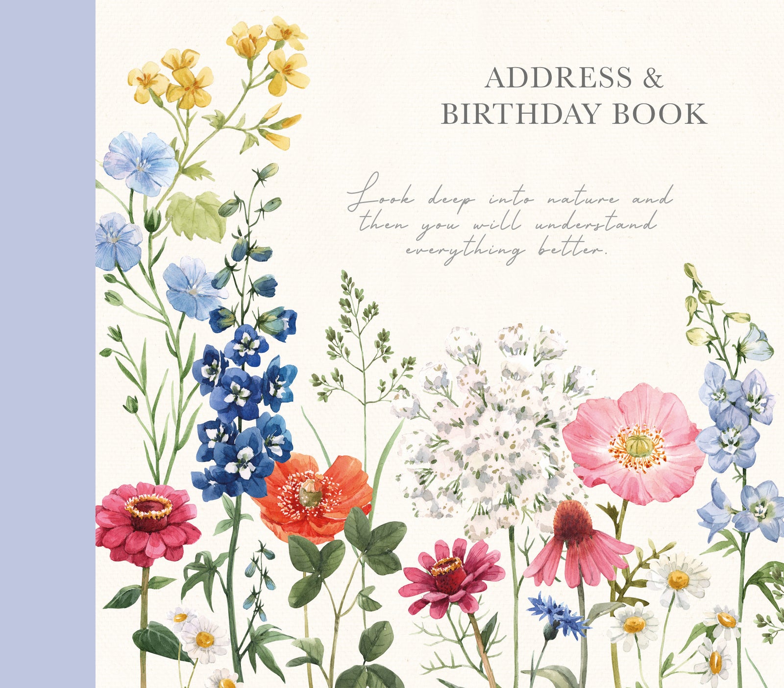 Address and birthday book with colorful floral design on a light background