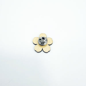 Wooden forget-me-not flower pin badge x 10