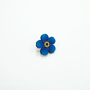 Wooden forget-me-not flower pin badge