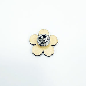 Wooden forget-me-not flower pin badge - large