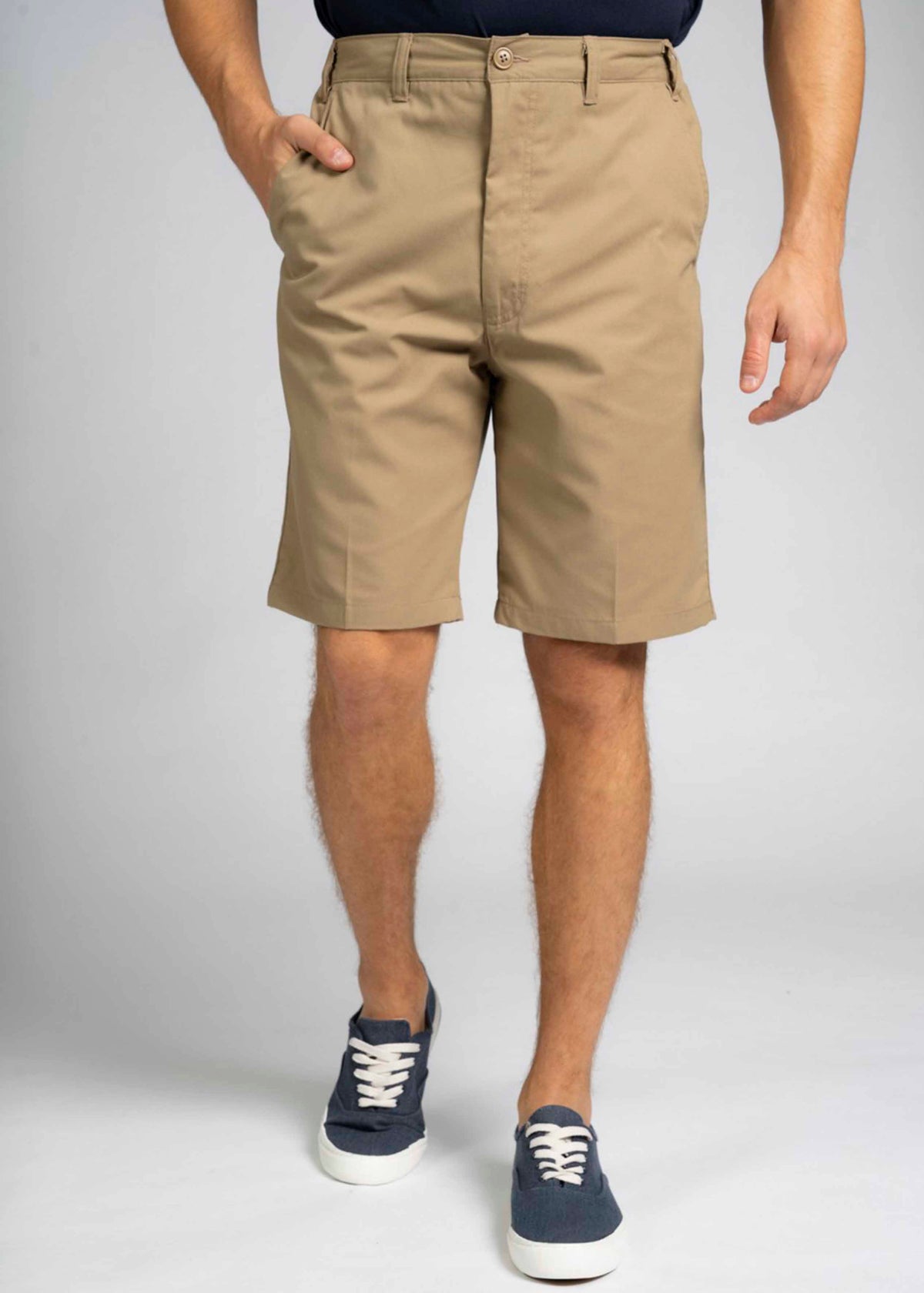 Bobby elastic waist velcro fly shorts - sand