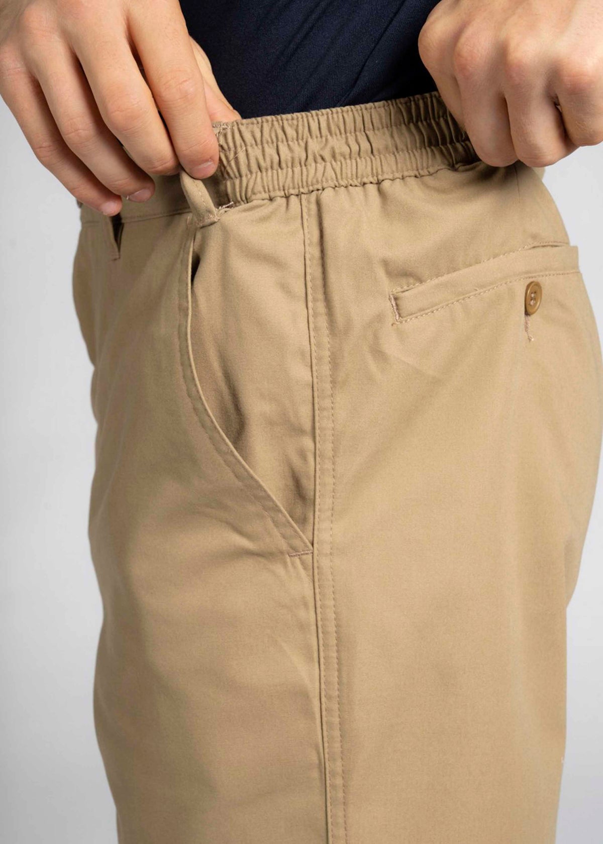 Bobby elastic waist velcro fly shorts - sand