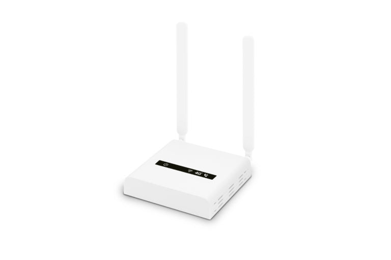 A white 2-in-1 adapter with two vertical antennas, shown on a plain white background.